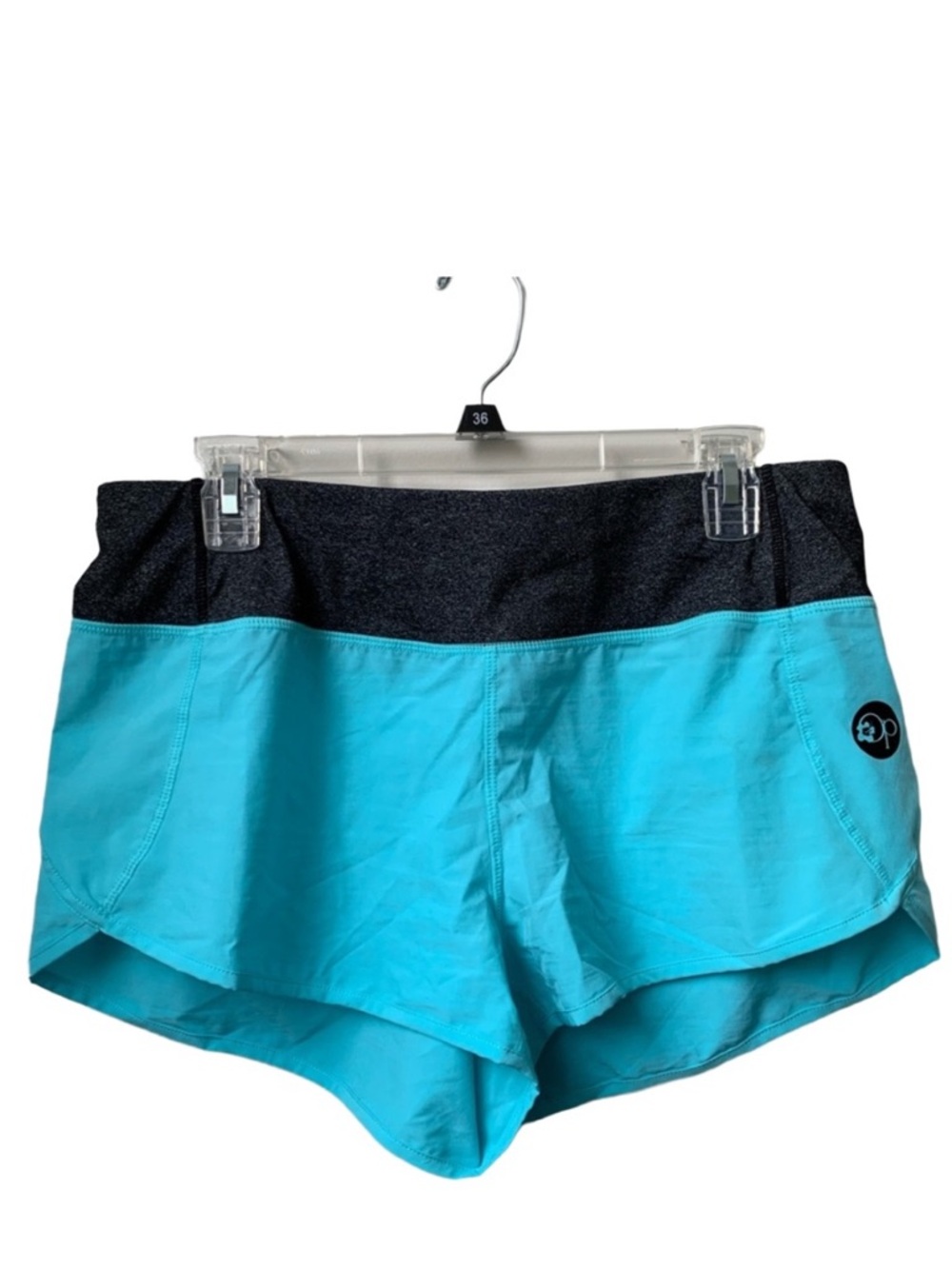 OCEAN PACIFIC OP Women’s Turquoise Dark Heather Gray Waistband Shorts